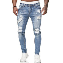 Load image into Gallery viewer, Mens Ripped Skinny Jeans Blue Slim Fit Hole Pencil Pants Biker Casual Trousers Streetwear 2020 High Quality Denim Man Clothing
