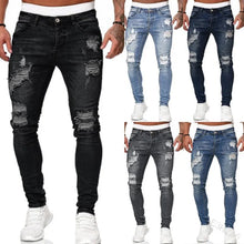 Load image into Gallery viewer, Mens Ripped Skinny Jeans Blue Slim Fit Hole Pencil Pants Biker Casual Trousers Streetwear 2020 High Quality Denim Man Clothing
