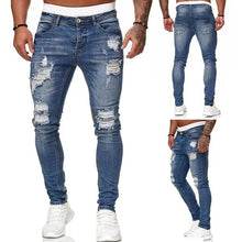 Load image into Gallery viewer, Mens Ripped Skinny Jeans Blue Slim Fit Hole Pencil Pants Biker Casual Trousers Streetwear 2020 High Quality Denim Man Clothing