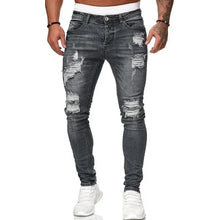 Load image into Gallery viewer, Mens Ripped Skinny Jeans Blue Slim Fit Hole Pencil Pants Biker Casual Trousers Streetwear 2020 High Quality Denim Man Clothing