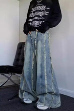 Load image into Gallery viewer, American Spring and Autumn Street Trendy Personalized Tassel Straight leg Jeans for Couples Loose Retro Wide Leg Casual Pants