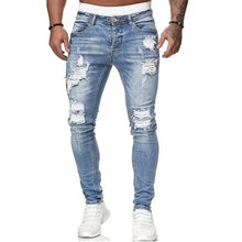 Load image into Gallery viewer, Mens Ripped Skinny Jeans Blue Slim Fit Hole Pencil Pants Biker Casual Trousers Streetwear 2020 High Quality Denim Man Clothing