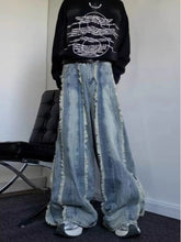 Load image into Gallery viewer, American Spring and Autumn Street Trendy Personalized Tassel Straight leg Jeans for Couples Loose Retro Wide Leg Casual Pants