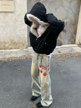 Load image into Gallery viewer, Fur Collar And Velvet Padded Warm Hooded Coat