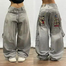 Load image into Gallery viewer, American Street Fashion Trend Gothic Print Loose Jeans Men Harajuku Y2K New Hip Hop Joker Oversized Wide-leg Pants Unisex Jeans
