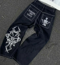 Load image into Gallery viewer, American Street Fashion Trend Gothic Print Loose Jeans Men Harajuku Y2K New Hip Hop Joker Oversized Wide-leg Pants Unisex Jeans
