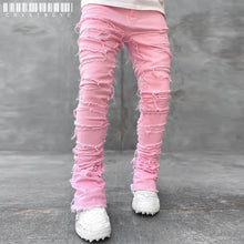 Load image into Gallery viewer, Men's Patchwork Creative Tassels Decoration Straight Denim Jean