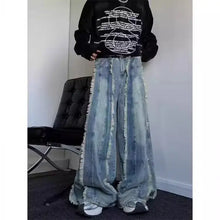 Load image into Gallery viewer, American Spring and Autumn Street Trendy Personalized Tassel Straight leg Jeans for Couples Loose Retro Wide Leg Casual Pants