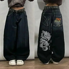 Load image into Gallery viewer, American Street Fashion Trend Gothic Print Loose Jeans Men Harajuku Y2K New Hip Hop Joker Oversized Wide-leg Pants Unisex Jeans
