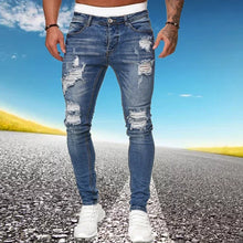 Load image into Gallery viewer, Mens Ripped Skinny Jeans Blue Slim Fit Hole Pencil Pants Biker Casual Trousers Streetwear 2020 High Quality Denim Man Clothing