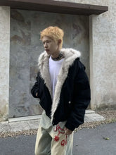 Load image into Gallery viewer, Fur Collar And Velvet Padded Warm Hooded Coat