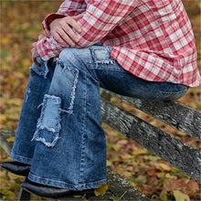 Load image into Gallery viewer, Vintyage Patch Stretch American Style Flared Jeans