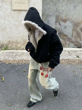 Load image into Gallery viewer, Fur Collar And Velvet Padded Warm Hooded Coat