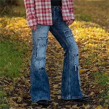 Load image into Gallery viewer, Vintyage Patch Stretch American Style Flared Jeans