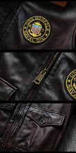 Load image into Gallery viewer, Air Force Flight Jacket Fur Collar Genuine Top Layer Cow Leather Jacket Men Brown Cowhide Men's Winter Military G1 Jacket 6XL