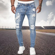 Load image into Gallery viewer, Mens Ripped Skinny Jeans Blue Slim Fit Hole Pencil Pants Biker Casual Trousers Streetwear 2020 High Quality Denim Man Clothing