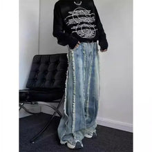 Load image into Gallery viewer, American Spring and Autumn Street Trendy Personalized Tassel Straight leg Jeans for Couples Loose Retro Wide Leg Casual Pants