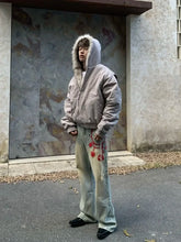 Load image into Gallery viewer, Fur Collar And Velvet Padded Warm Hooded Coat