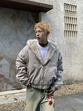 Load image into Gallery viewer, Fur Collar And Velvet Padded Warm Hooded Coat