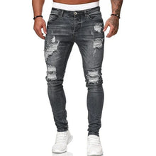 Load image into Gallery viewer, Mens Ripped Skinny Jeans Blue Slim Fit Hole Pencil Pants Biker Casual Trousers Streetwear 2020 High Quality Denim Man Clothing