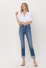 Load image into Gallery viewer, Mid-Rise Single Cuffed Crop Slim Straight Jeans
