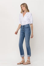 Load image into Gallery viewer, Mid-Rise Single Cuffed Crop Slim Straight Jeans
