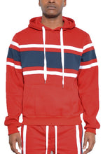 Load image into Gallery viewer, SOLID WITH THREE STRIPE PULLOVER HOODIE
