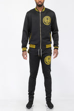 Load image into Gallery viewer, Mens Black and Gold Detail Track Suit
