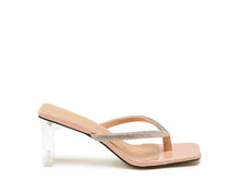 Load image into Gallery viewer, LITCHI CRYSTAL LINED THONG BLOCK HEELED SANDAL
