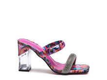 Load image into Gallery viewer, KRYPTON Clear Block Heeled Marble Print Slides
