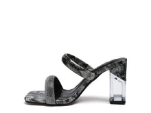 Load image into Gallery viewer, KRYPTON Clear Block Heeled Marble Print Slides
