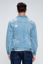 Load image into Gallery viewer, Men&#39;s Denim Jacket with Distressed
