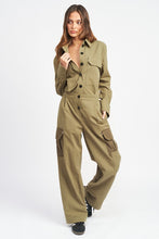 Load image into Gallery viewer, BOTTON DOWN CARGO JUMPSUIT
