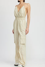 Load image into Gallery viewer, SPAGHETTI STRAP CARGO JUMPSUIT
