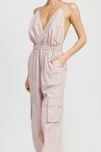 Load image into Gallery viewer, SPAGHETTI STRAP CARGO JUMPSUIT
