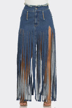 Load image into Gallery viewer, Bohemian Rhapsody Fringe Denim Skirt
