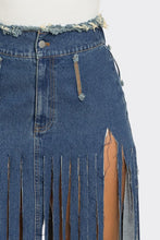 Load image into Gallery viewer, Bohemian Rhapsody Fringe Denim Skirt
