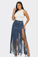 Load image into Gallery viewer, Bohemian Rhapsody Fringe Denim Skirt
