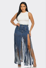 Load image into Gallery viewer, Bohemian Rhapsody Fringe Denim Skirt
