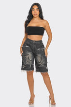 Load image into Gallery viewer, Utility-Chic Frayed Denim Casual Cargo Shorts
