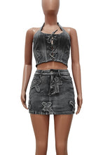 Load image into Gallery viewer, FASHION DENIM TWO PIECE SKIRT SET
