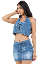 Load image into Gallery viewer, FASHION DENIM TWO PIECE SKIRT SET
