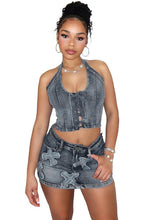 Load image into Gallery viewer, FASHION DENIM TWO PIECE SKIRT SET
