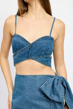 Load image into Gallery viewer, WRAPPED DETAIL DENIM TOP
