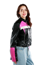 Load image into Gallery viewer, Color Block Faux Leather Biker Jacket
