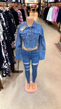 Load image into Gallery viewer, bad and boujee crop top denim sets
