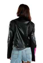 Load image into Gallery viewer, Color Block Faux Leather Biker Jacket
