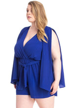 Load image into Gallery viewer, Shimmer Fabric Draped Open Sleeve Romper
