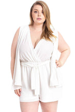 Load image into Gallery viewer, Shimmer Fabric Draped Open Sleeve Romper

