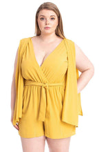 Load image into Gallery viewer, Shimmer Fabric Draped Open Sleeve Romper
